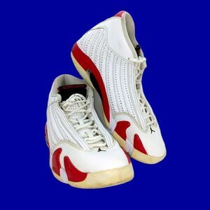 Nike Air Jordan Retro 14 Rip Hamilton Mens Pre-owned White & Red Sneakers- sz. 9
